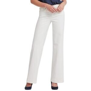 NYDJ Women's Teresa Wide Leg Jeans Size 12 Winter White Stretch 1.5'' Hem NWT